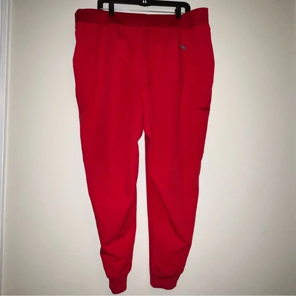 Figs High Waisted Zamora Jogger Scrub Pants Pop Red Nurse Hospital size 4XLR New - Picture 9 of 11